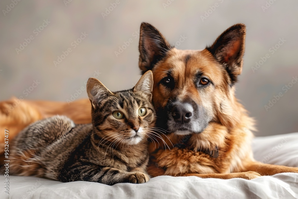 Cheerful Dog and Cat Friends Posing Happily Together on Transparent Background Cheerful Dog and Cat Friends Posing Happily Together on Transparent Background