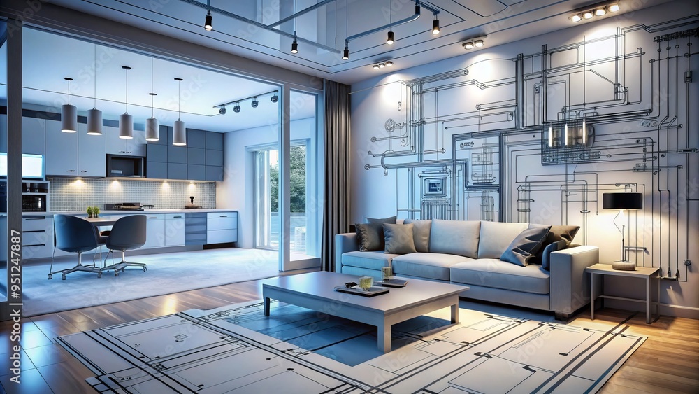 Modern space planning electrical layout diagram detailed with precise