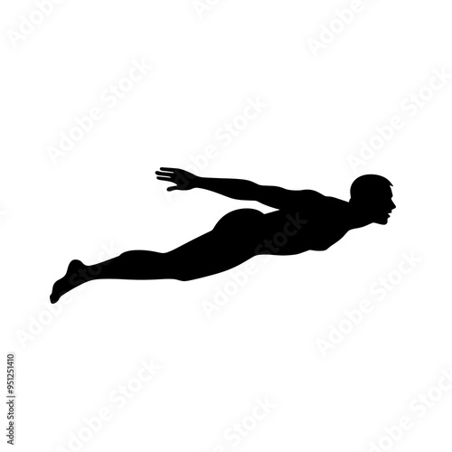 vector silhouette of a Swimming