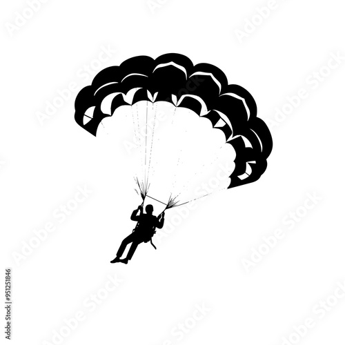 vector silhouette of a Parasailing photo