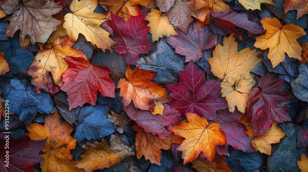 A pile of colorful autumn leaves on the ground, with a few leaves still clinging to the branches of a nearby tree. A pile of colorful autumn leaves on the ground, with a few leaves still clinging to the branches of a nearby tree.