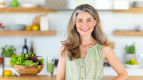 Woman in kitchen preparing healthy vegetables for a lifestyle meal with fresh ingredients and vibrant colors