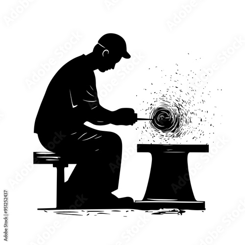 vector silhouette of a Woodturning