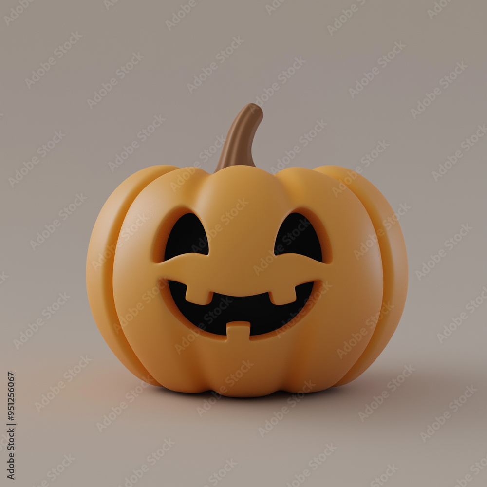 A cute pumpkin halloween rendered in minimal style A cute pumpkin halloween rendered in minimal style