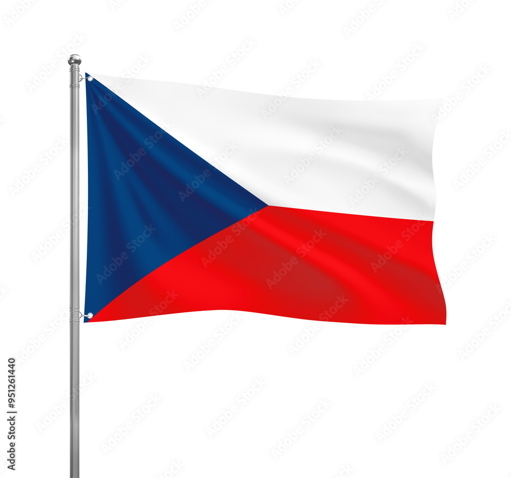 Czech Republic National flag waving in the wind on a silver pole, isolated on transparent background Czech Republic National flag waving in the wind on a silver pole, isolated on transparent background