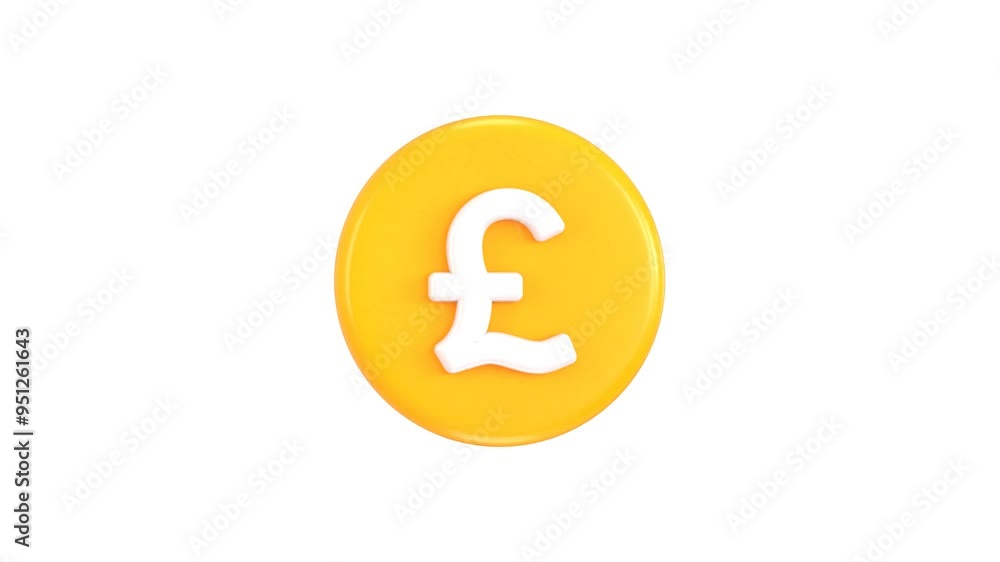 Golden pound coin uk currency symbol animation Golden pound coin uk currency symbol animation