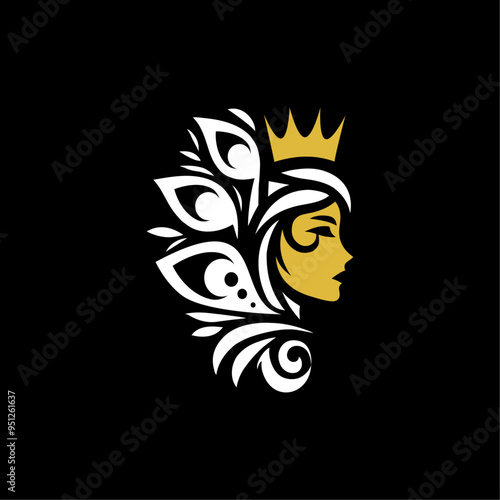 Logo of Woman Wearing Crown.