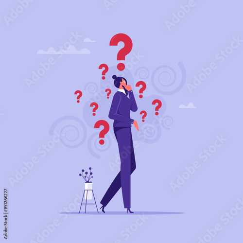 Mental problem concept, stressed woman suffer thoughts in head, unhappy distressed struggle repetitive mind scenarios