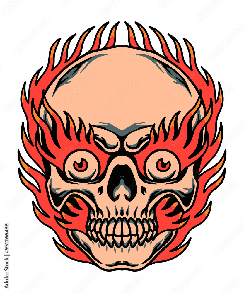 Obraz premium burning skull tattoo design