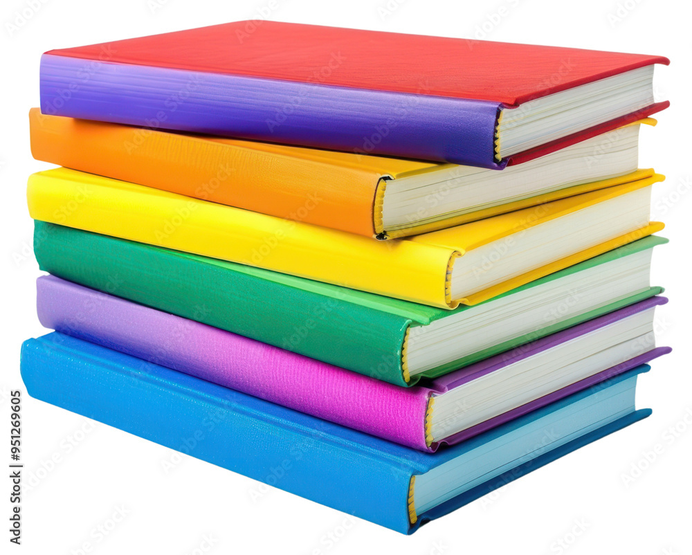 PNG Colorful stack of hardcover books PNG Colorful stack of hardcover books