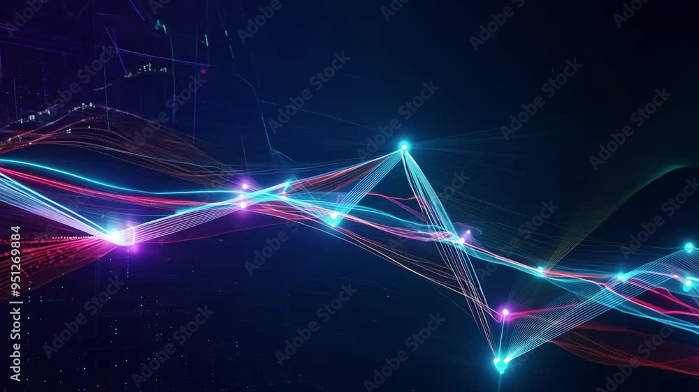 Dynamic light trails and vibrant patterns illuminate the night sky ...
