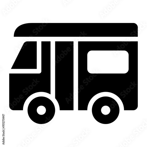 camper van, van, vehicle, trailer, house solid or glyph icon