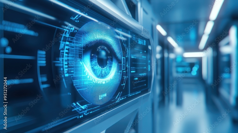 Advanced biometric security scanner in a high-security facility ...