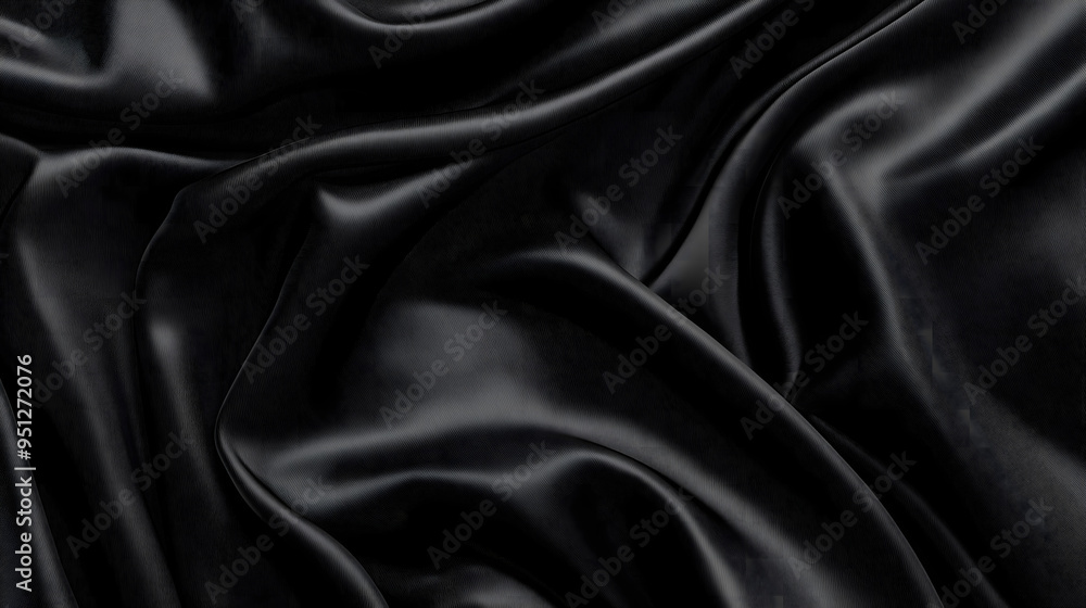 Obraz premium Abstract Background, fluid, flowing lines with rich tonal textures in varying shades of deep black, creating a dynamic and sophisticated scene that mimics the appearance of liquid silk