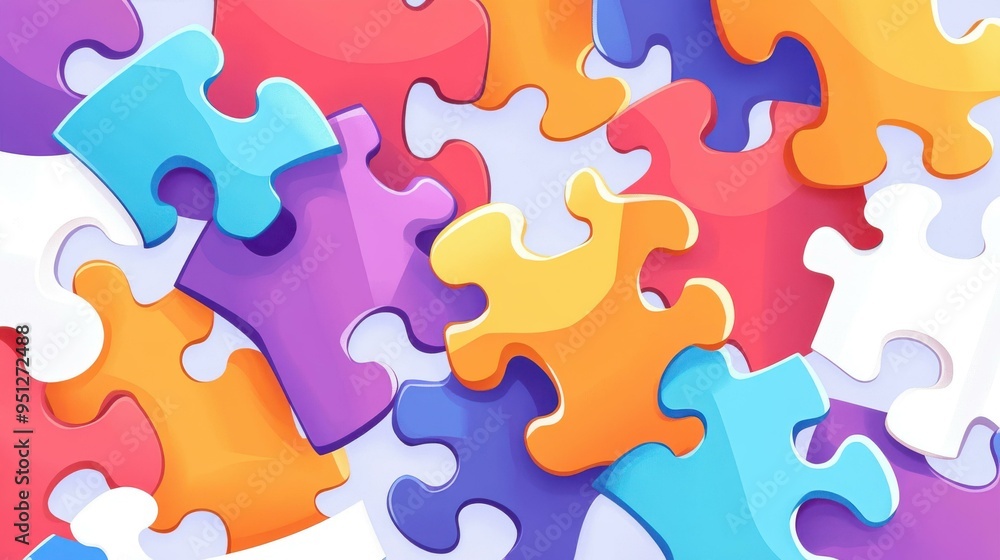 Fun and vibrant cartoon puzzle illustration, perfect for kids and playful designs. Colorful shapes bring creativity to life Fun and vibrant cartoon puzzle illustration, perfect for kids and playful designs. Colorful shapes bring creativity to life