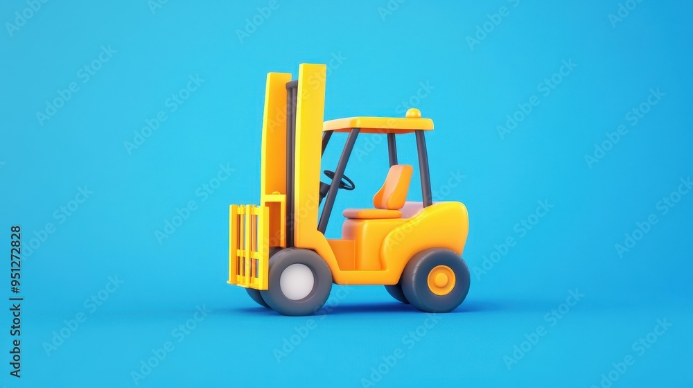 Vibrant 3D render of a forklift, showcasing a modern cartoon design with rich textures and bright colors. Vibrant 3D render of a forklift, showcasing a modern cartoon design with rich textures and bright colors.
