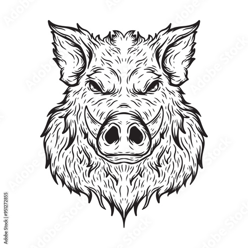 illustration art tattoo and t-shirt wild boar head character premium vector design