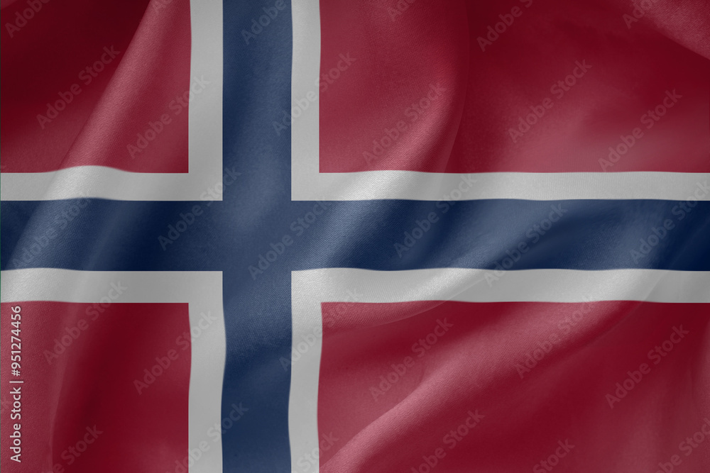 Fototapeta premium Norway waving flag close up fabric texture background