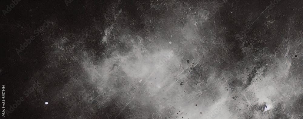 Obraz premium Suelo de hormigón con humo o niebla en una habitación oscura con foco. calle asfaltada, fondo negro 