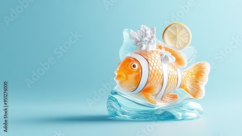 Playful jello mold shaped like a tropical fish. photo