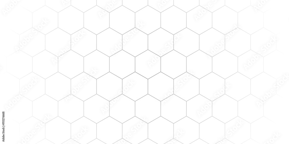Fototapeta premium Wall of white hexagons background wallpaper with copy space. 3d render illustration. Abstract White Hexagon Background for Backdrop,