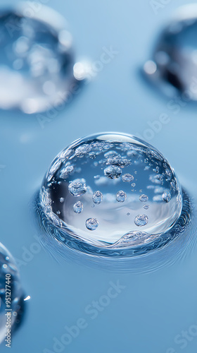 Water bubbles on blue background