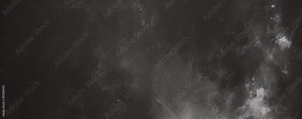 Fototapeta premium Suelo de hormigón con humo o niebla en una habitación oscura con foco. calle asfaltada, fondo negro 