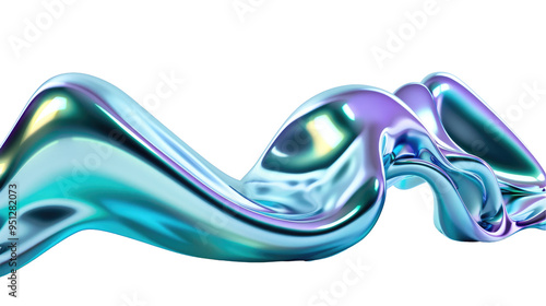 A fluid, metallic wave with iridescent colors against a black background.