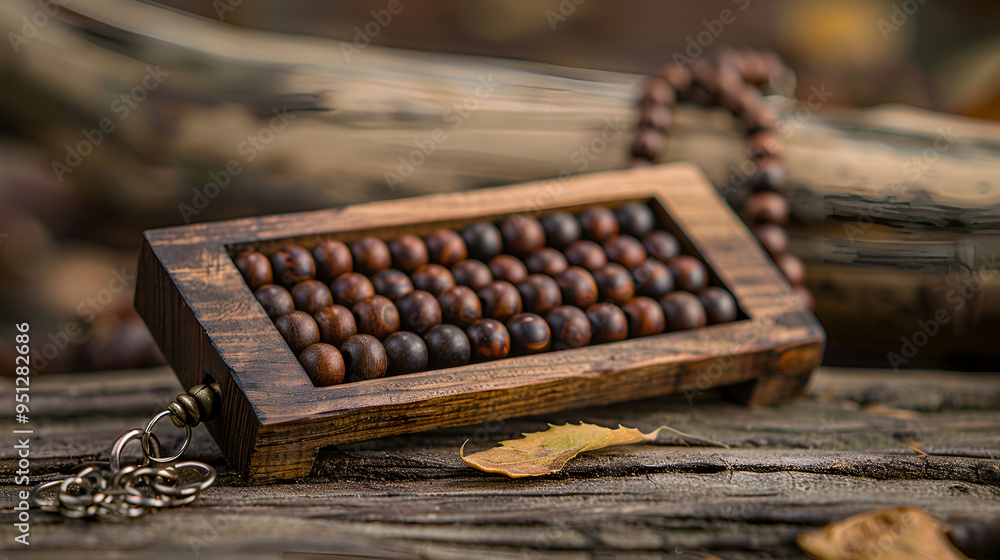 an old wooden abacus on a wooden surface. an old wooden abacus on a wooden surface.