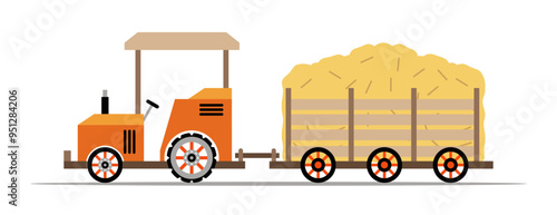 hayride flat vector illustration. autumn symbol. modern design