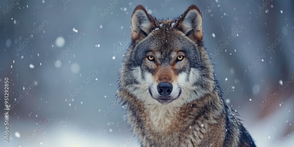 Noble Gray Wolf Amidst Winter Snow Noble Gray Wolf Amidst Winter Snow