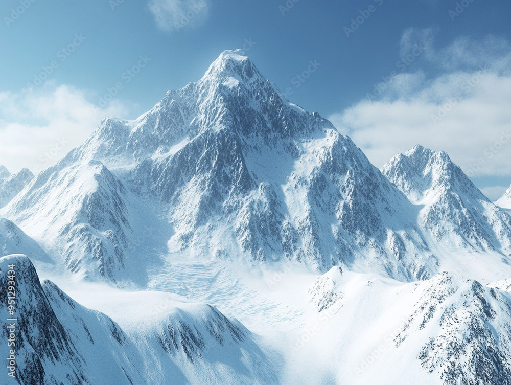 Obraz premium Snowy mountain range with a glacier.