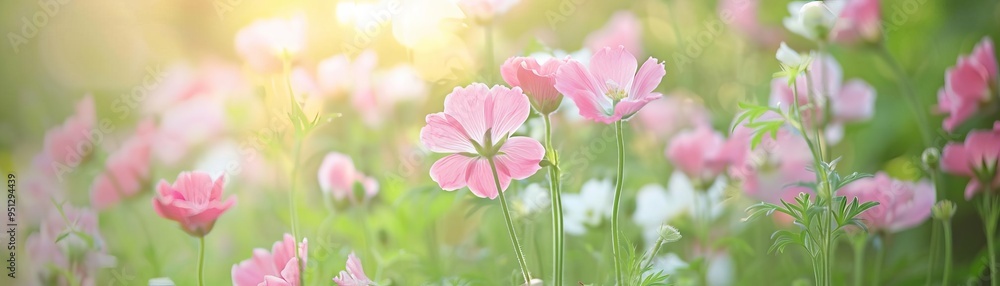 Perennial flowers peeking through shade in a wild garden, untamed garden beauty, shade garden wildflowers Perennial flowers peeking through shade in a wild garden, untamed garden beauty, shade garden wildflowers