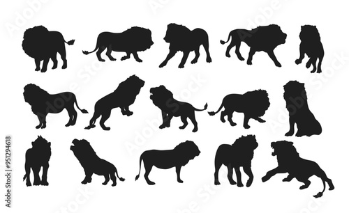 Lion silhouettes set Vector