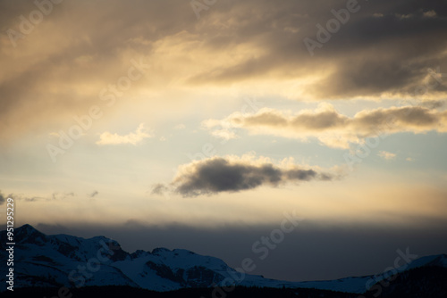 Sun setting Behind the Colorado Rocky Mountains