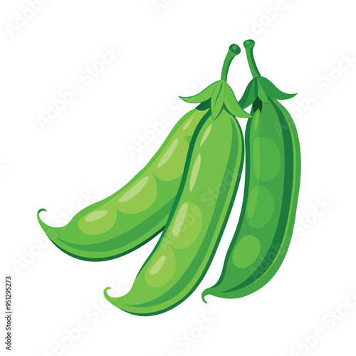 Fresh Green Beans Art, Vector, Icon and Graphic, Flat Vegetables Illustration Design On White Background