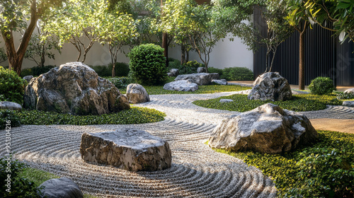 Wallpaper Mural Ancient stone fountain in a lush green park with winding pathways and towering trees, perfect for a peaceful summer stroll Torontodigital.ca