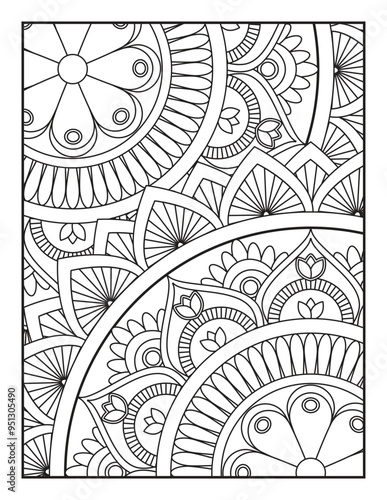 Ornamental mandala adult coloring book page. coloring full page mandala design. adult coloring page Vector coloring. Geometric floral pattern. Contour drawing on a white background. 