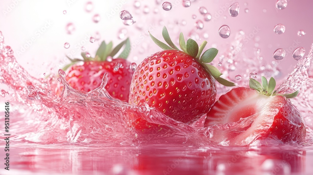 Strawberry berry levitate Juice splashes realistic fruits Strawberry berry levitate Juice splashes realistic fruits