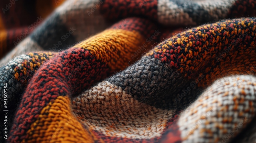 Cozy Autumn Knitted Fabric with Vibrant Colors Cozy Autumn Knitted Fabric with Vibrant Colors