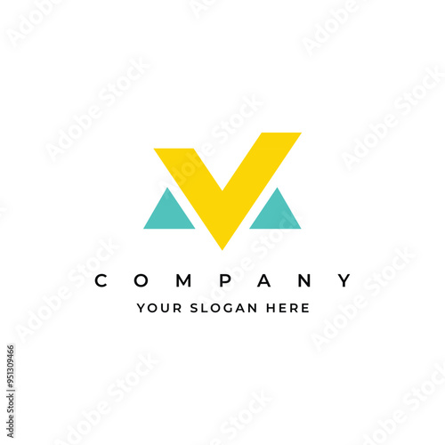 Vector m or mv logo template