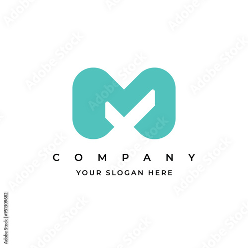 Vector initial m logo letter m with check combination vector illustration