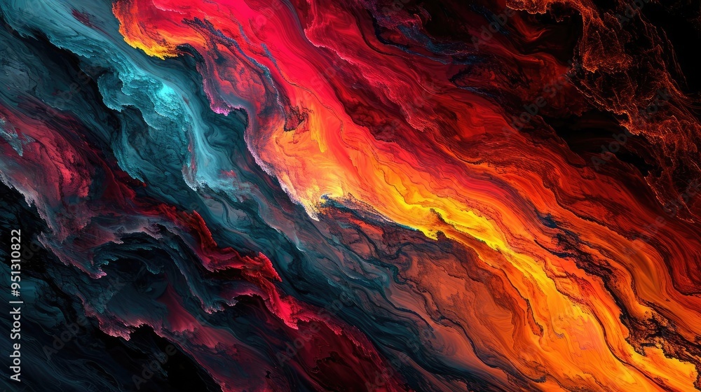 A stylized, artistic piece showcasing a fiery explosion of colors and forms. A stylized, artistic piece showcasing a fiery explosion of colors and forms.