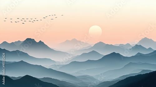 Wallpaper Mural Twilight Serenity: Tranquil Mountain Peaks Poster Perfect for Inspiring Sports Interiors and Nature Lovers Torontodigital.ca