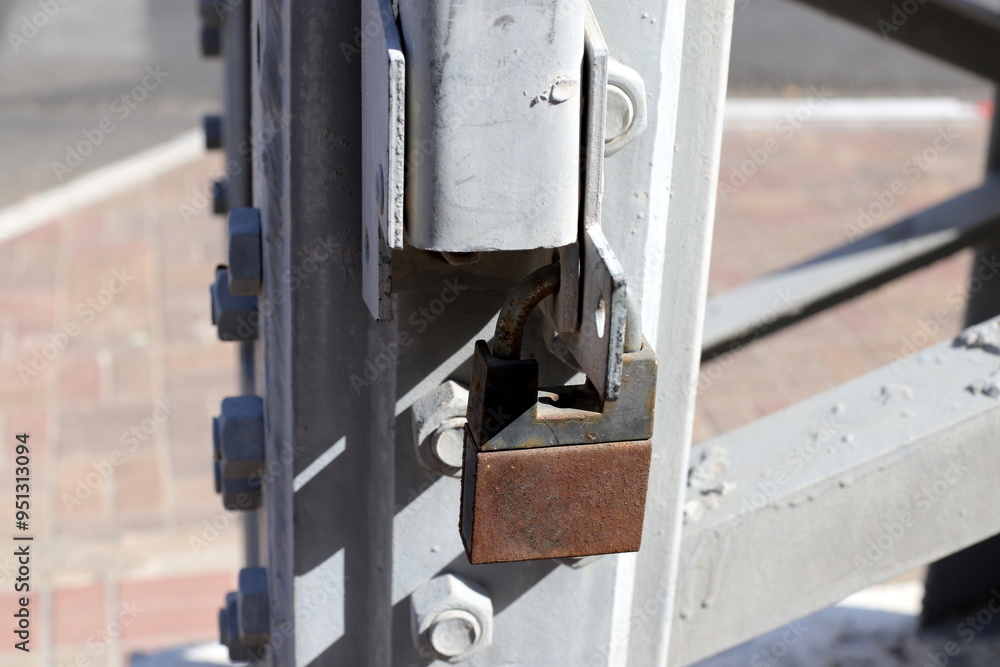 Old iron lock close up. Concept of safety and security. Old iron lock close up. Concept of safety and security.