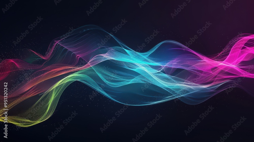 Abstract Colorful Waves on a Dark Background Abstract Colorful Waves on a Dark Background
