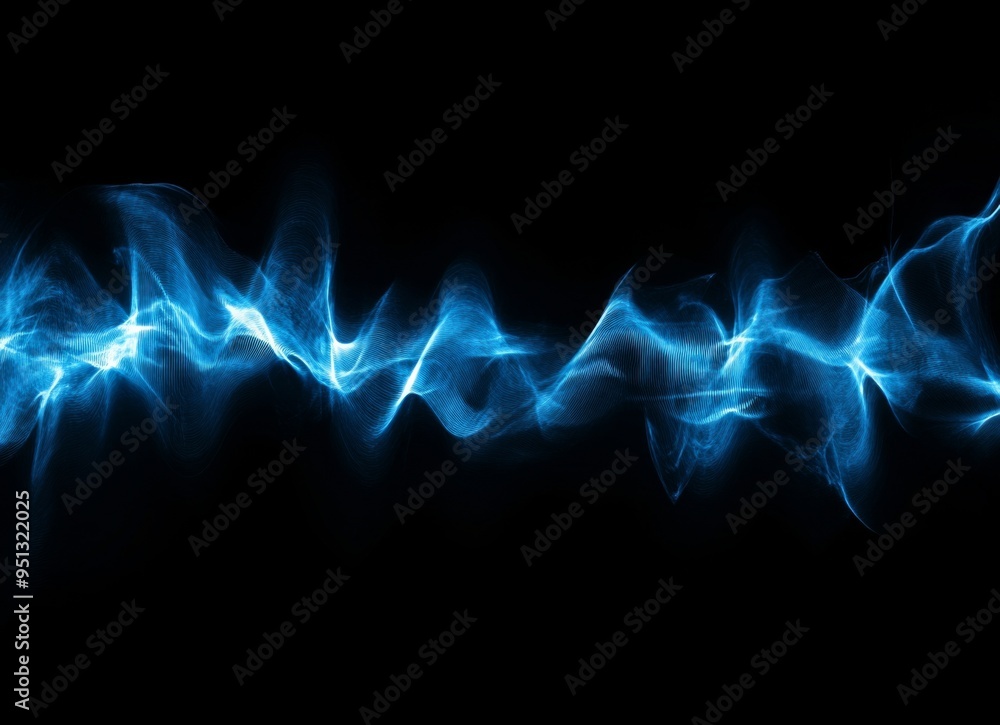 Blue Sound Wave on Black Background Blue Sound Wave on Black Background
