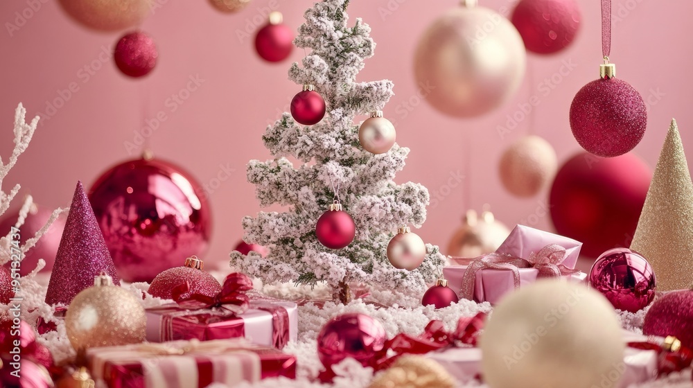 Merry Christmas and Happy New Year background with beautiful decorative ornament balls Merry Christmas and Happy New Year background with beautiful decorative ornament balls