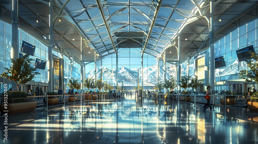 Spacious and well-organized industrial space with reflective floor. Spacious and well-organized industrial space with reflective floor.