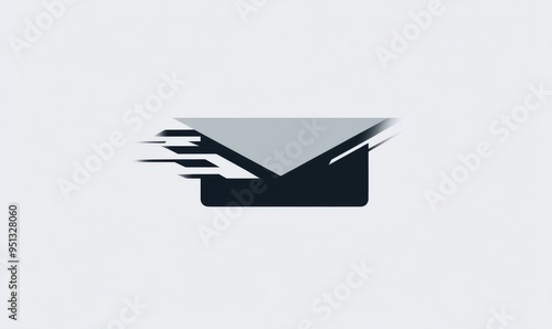 Vector-Style Logo Depicting an Envelope Sent Through the Mail. White Background with Black and Grey Colors and Simple Lines with Motion Effect